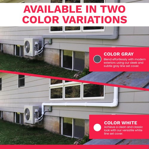 DuctlessAire Mini Split Line Set Cover Kit - Paintable Lineset Cover - Line Set Covers for Ductless Air Conditioner, Mini Split AC/Heating System, HVAC, Central AC Unit, Heat Pump (Gray, 3" x 7.5 ft)