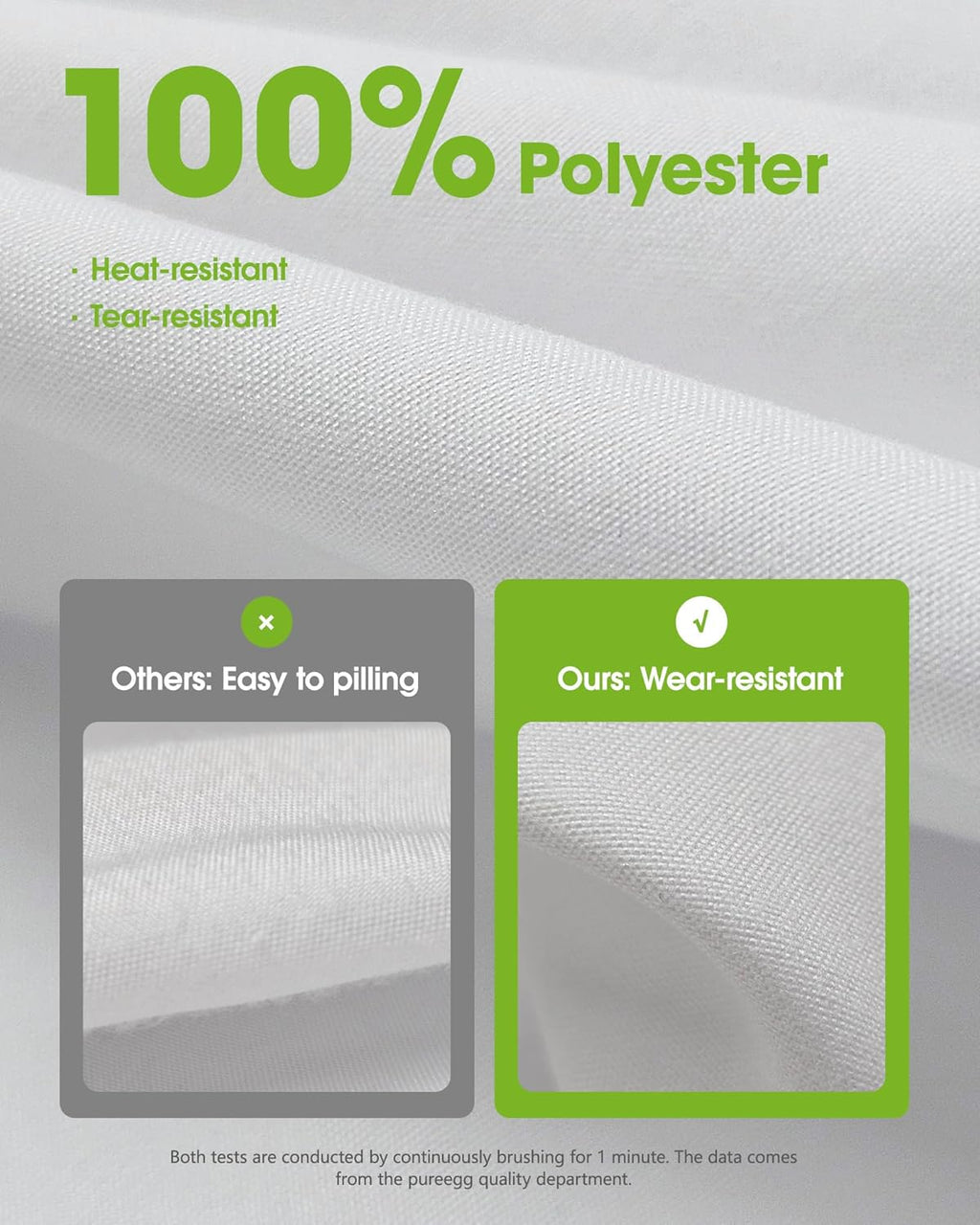 Pureegg Rectangle Tablecloth - Durable 60" x 84" Polyester for Outdoor Parties, Weddings & Picnics | Washable & Reusable, White