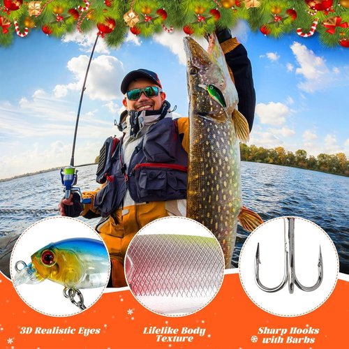 Fanfantoey Fishing Advent Calendar 2025 - Perfect Gift for Anglers & Teens | Blue Lures Kit