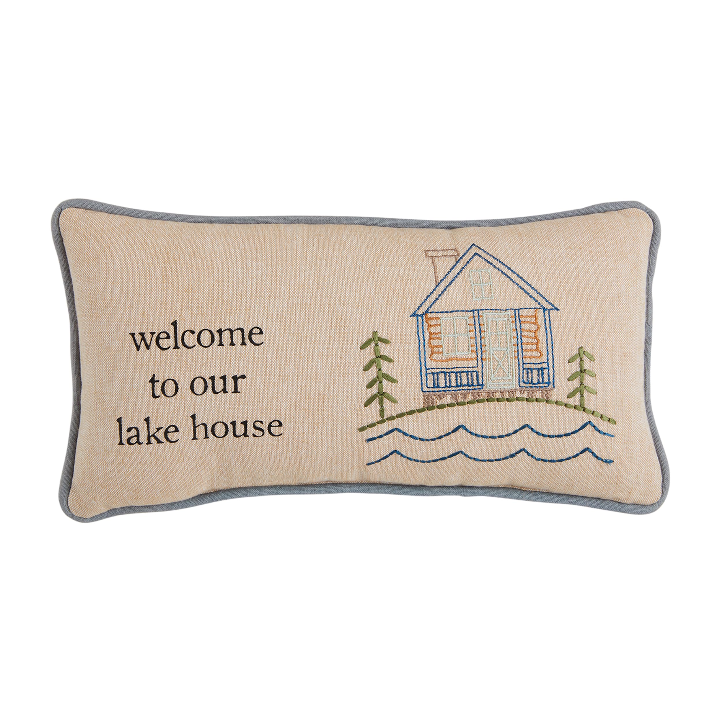 Mud Pie Welcome Embroidered Pillow; 6" x 12"