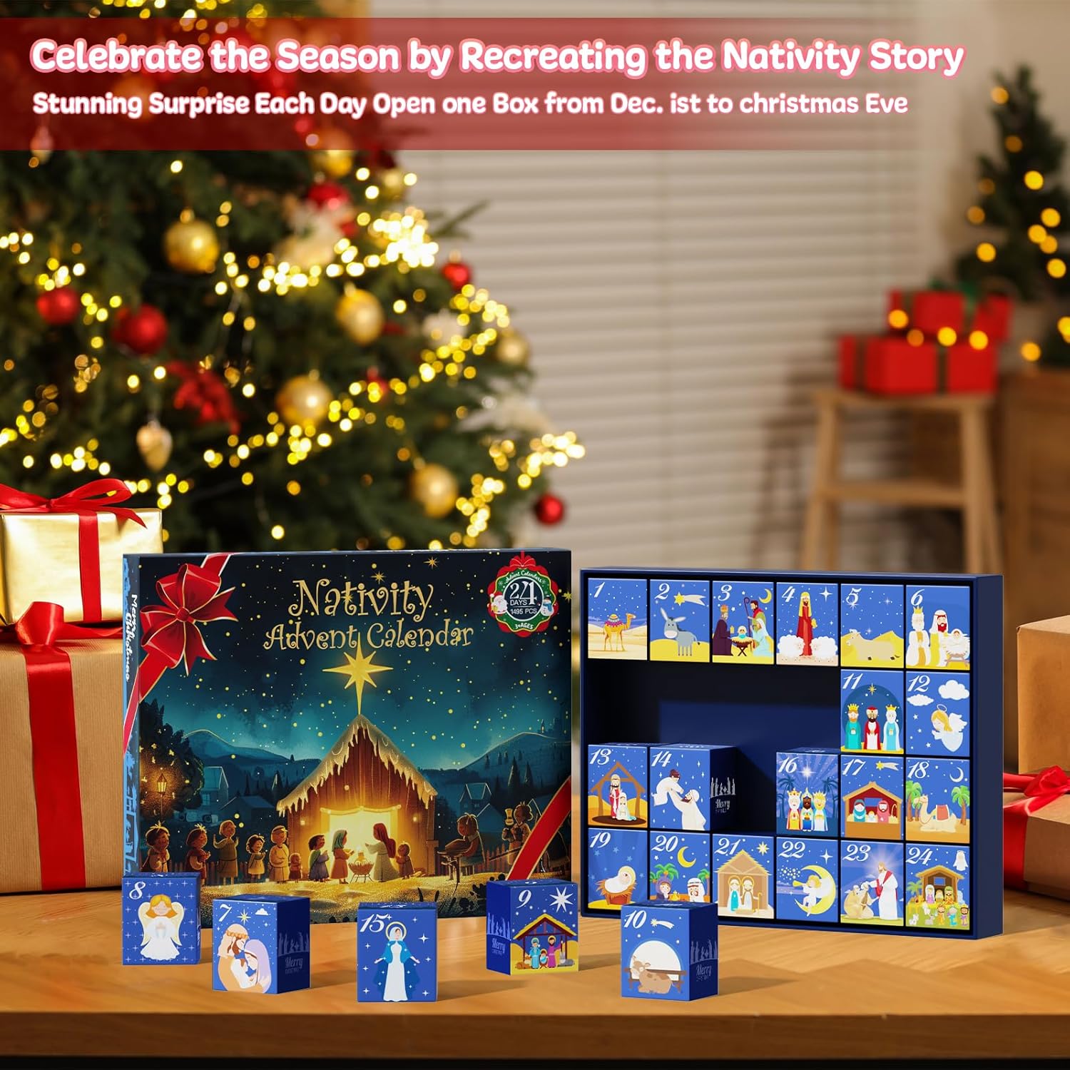 Nativity Advent Calendar 2025 - 24 Days Building Blocks Set for Kids & Adults | Christmas Countdown Gift