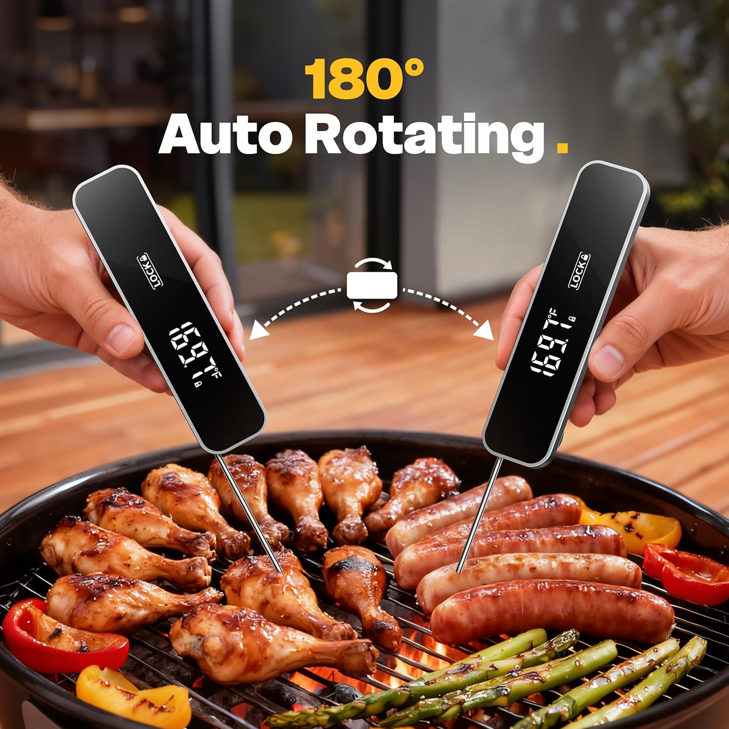 Skiennix Professional Instant Read Meat Thermometer - Digital Cooking & BBQ Thermometer | Fast 0.3S Read Time, Grey