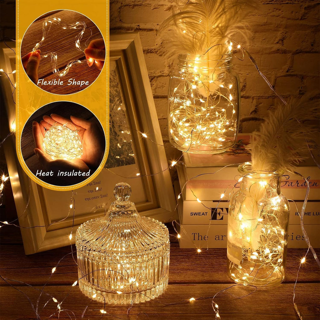 Skiennix 40ft 100 LED Fairy Lights - Indoor Outdoor Twinkle String Lights with Remote & Timer | Warm White