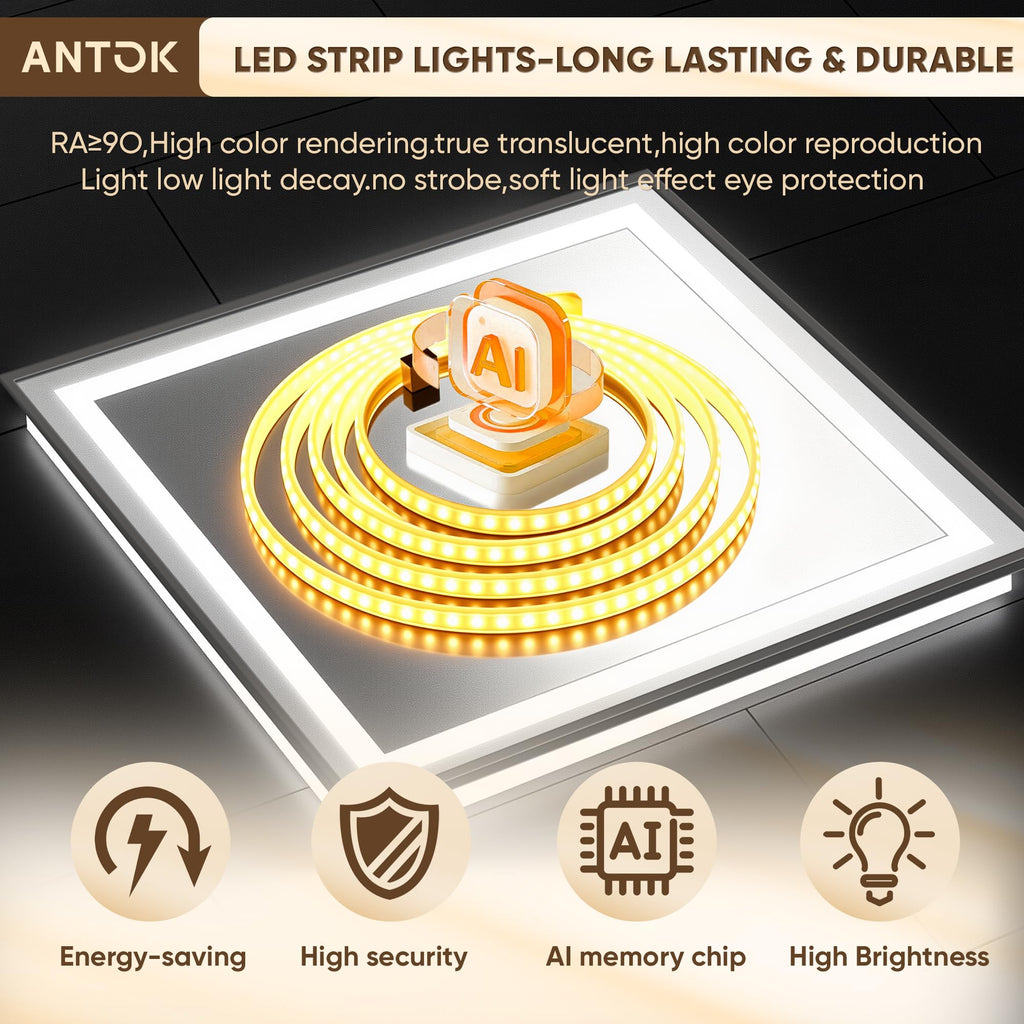 Antok 24X36 LED Bathroom Mirror with Lights, Vanity Mirror for Wall with Black Frame, Touch Control, Anti-Fog, Dimmable Lights, Shatter-Proof, Memory Function, Wall-Mounted Vanity Mirrors
