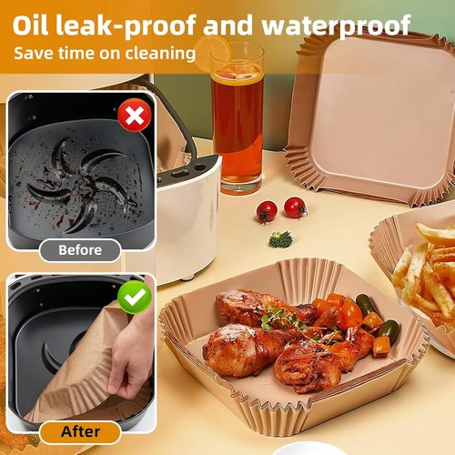 HONYAO Air Fryer Paper Liners - 10 Inch XXXL, 200 Thick Disposable Liners for 8-12 Qt Air Fryers