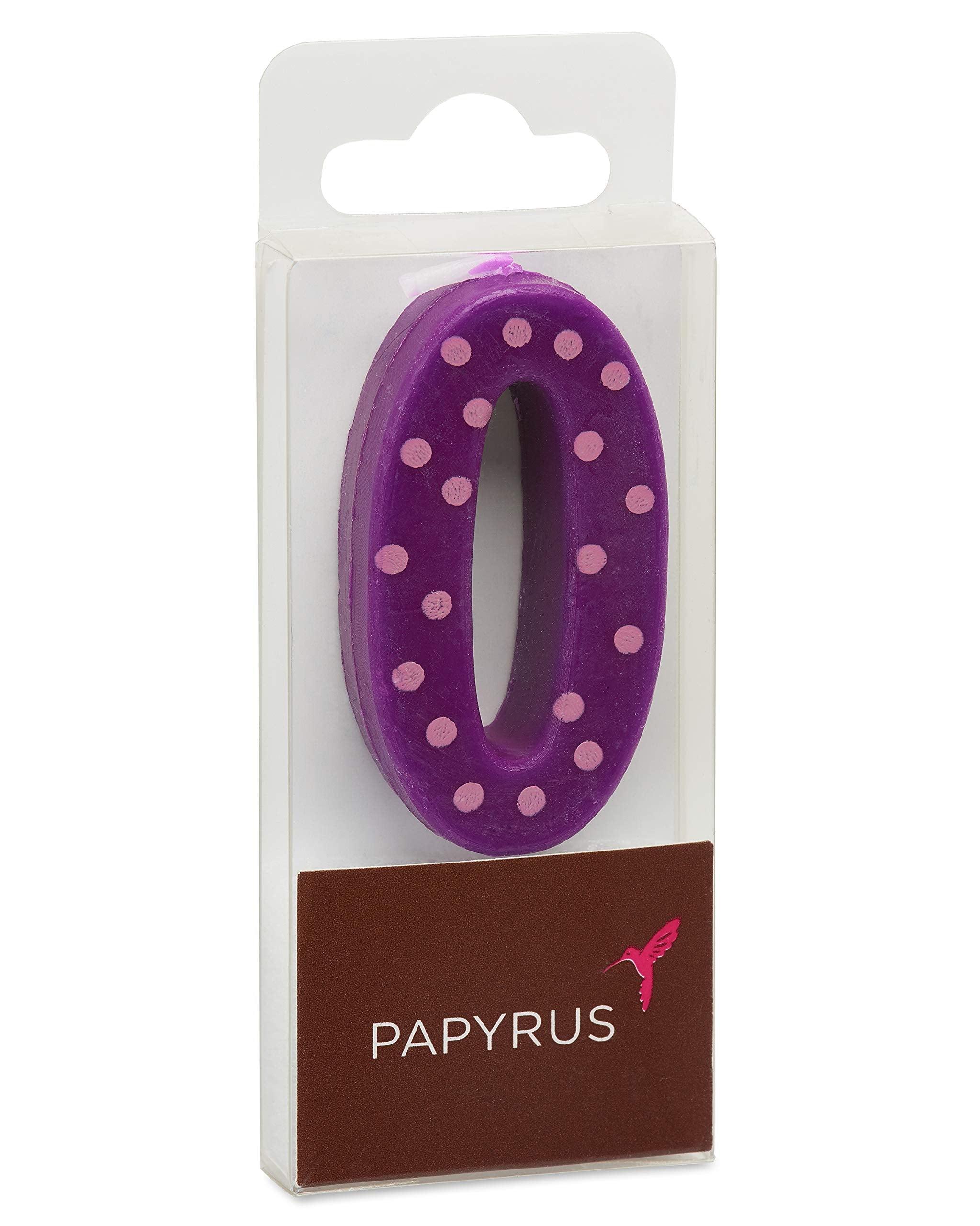 Papyrus Number Birthday Candles Pack, Purple Polka Dots (10-Count)