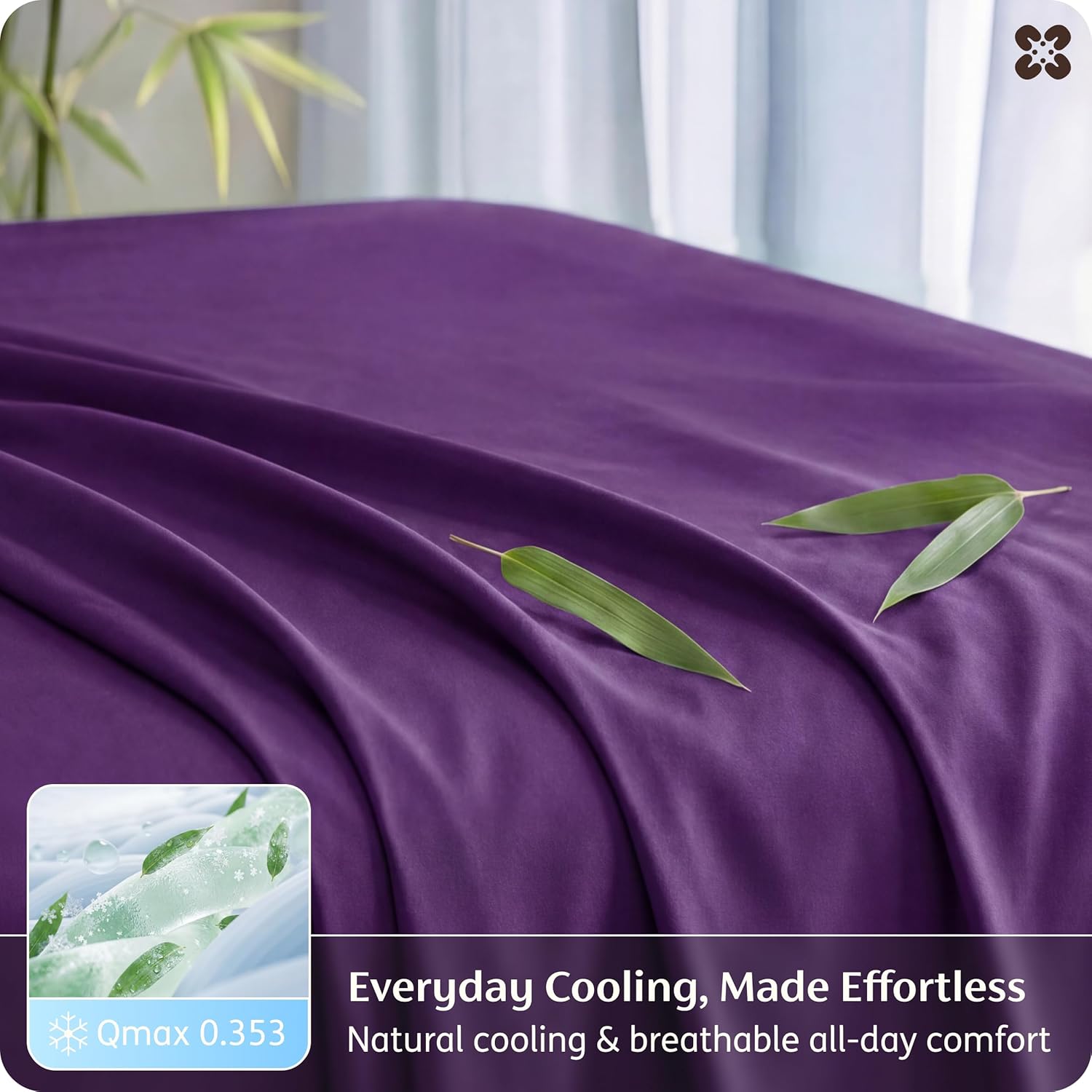 Bedsure King Size Cooling Sheets Set - Breathable Rayon from Bamboo | Soft & Luxurious Plum Color, Deep Pocket Up to 16 Inches