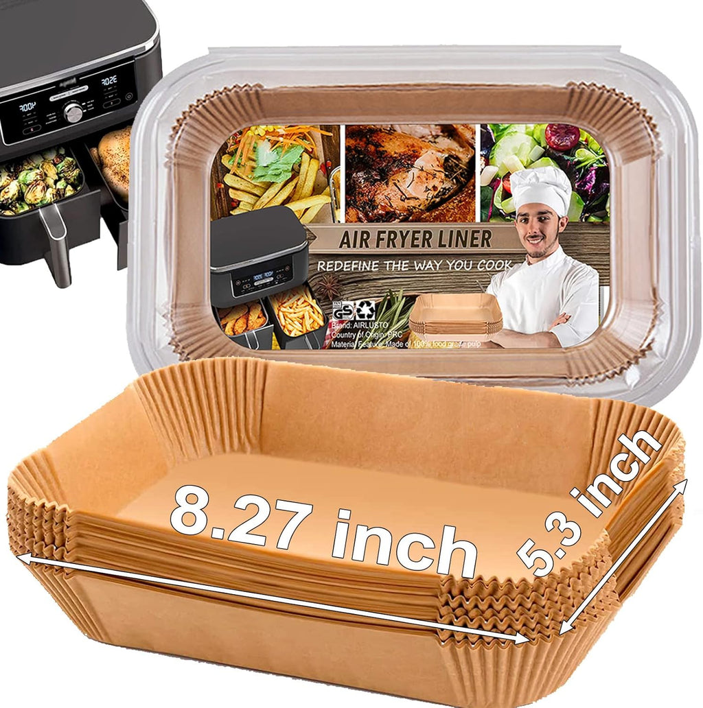 Ninja Foodi Air Fryer Liner - Rectangular Parchment Paper for 8QT & 10QT Baskets | 125-Pack