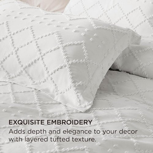 Bedsure Boho Duvet Cover - Soft White Bedding Set for Queen Size | Machine Washable, Includes 1 Cover & 2 Shams