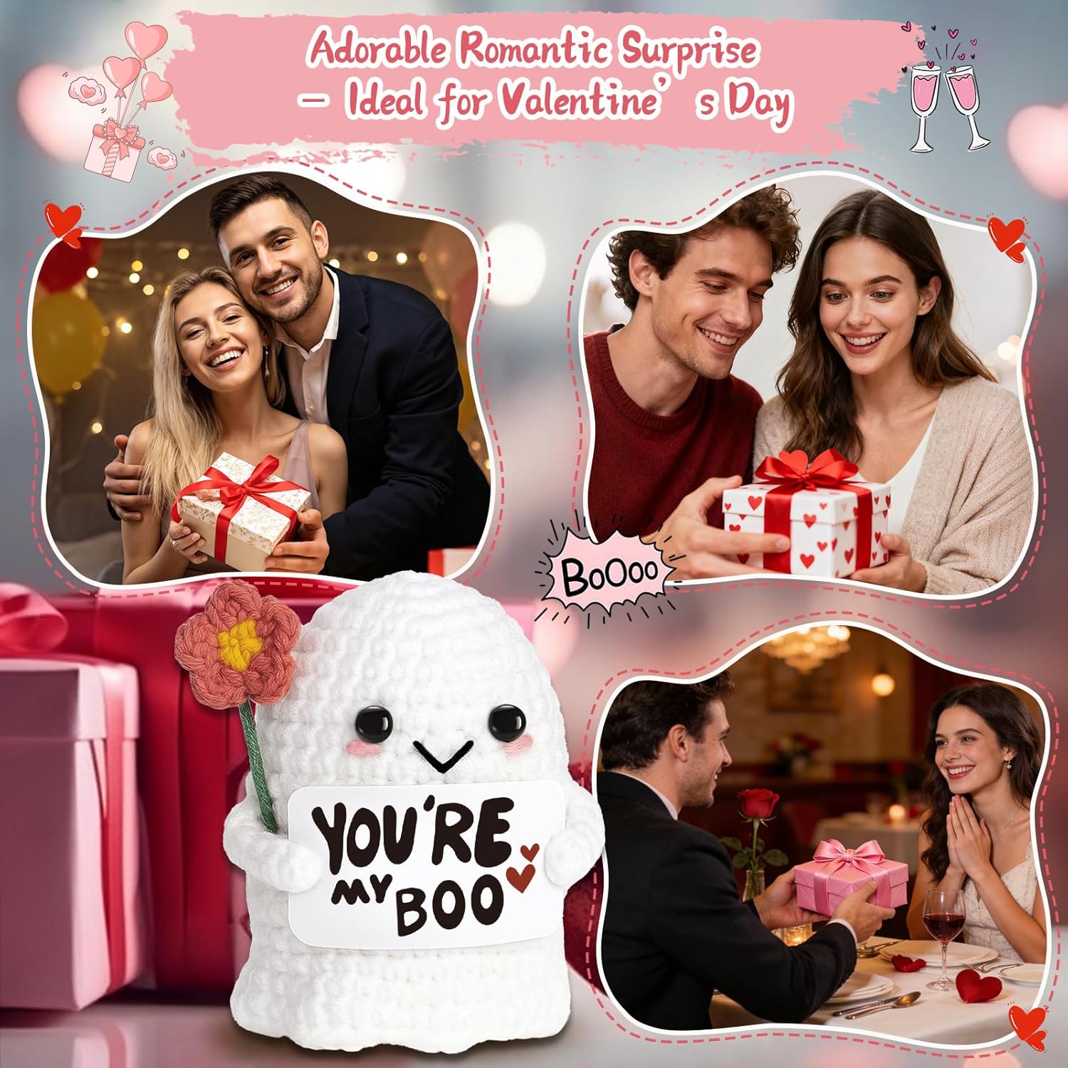 Skiennix You're My Boo Crochet Ghost - Cute Anniversary Gift for Him/Her | Perfect for Holidays & Easter