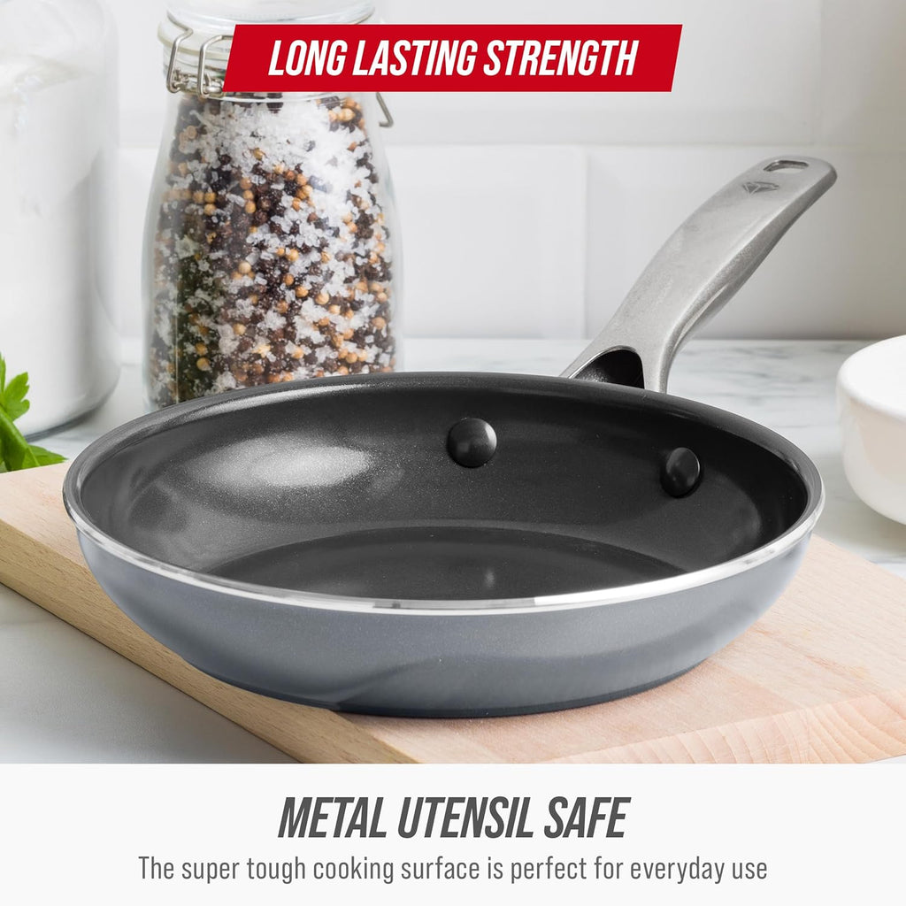 Blue Diamond 8" Nonstick Frying Pan - Ceramic Diamond Infused, PFAS-Free, Dishwasher Safe, Gray