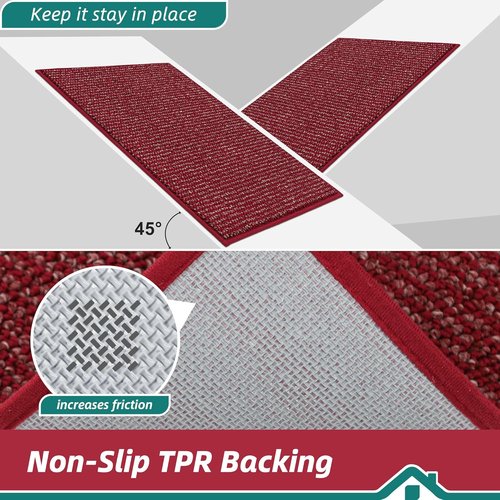 BEQHAUSE Dirt Trapper Door Mat - Non-Slip, Washable, Absorbent Entrance Mat | 24" x 36", Red