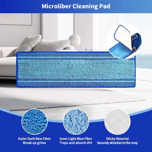 Bona Microfiber Mop Pads - 15-Pack Washable Reusable Refills for Hardwood & Tile Floors | Pet Hair & Stain Remover