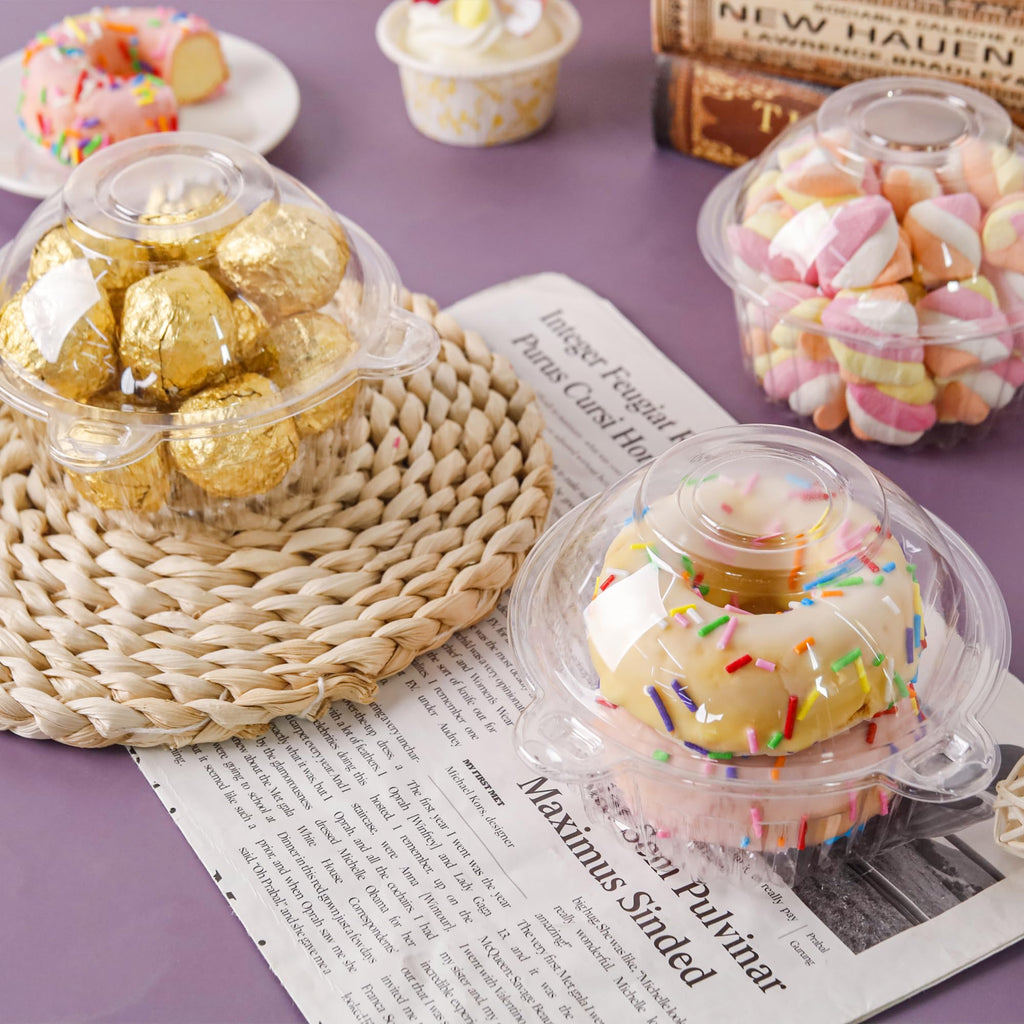 NPLUX 150 Pack Individual Cupcake Containers Plastic Cupcake Holders Deep Dome Muffin Containers