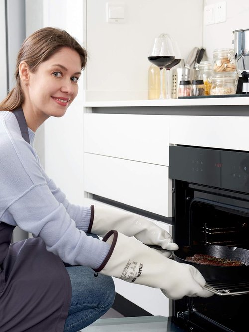 LANON 15" Liquid Silicone Oven Gloves - Heat Resistant, Waterproof, Extra Long, Large, Food Grade