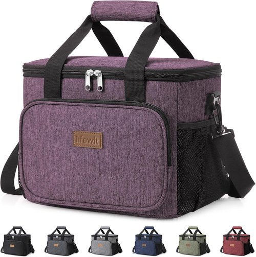 Lifewit Insulated Lunch Bag - Large Soft Cooler Tote for Adults | Purple 24-Can Capacity (15L)