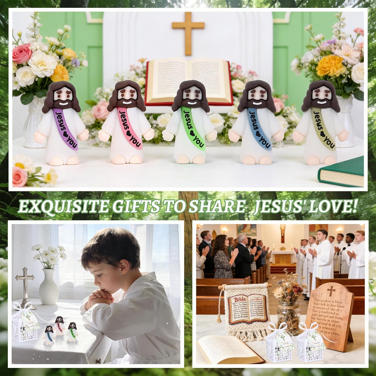 Mini Jesus Figurines by [Brand Name] - Glow in The Dark Gifts with 'Let Your Light Shine' Cards | 50 Sets for Church Events