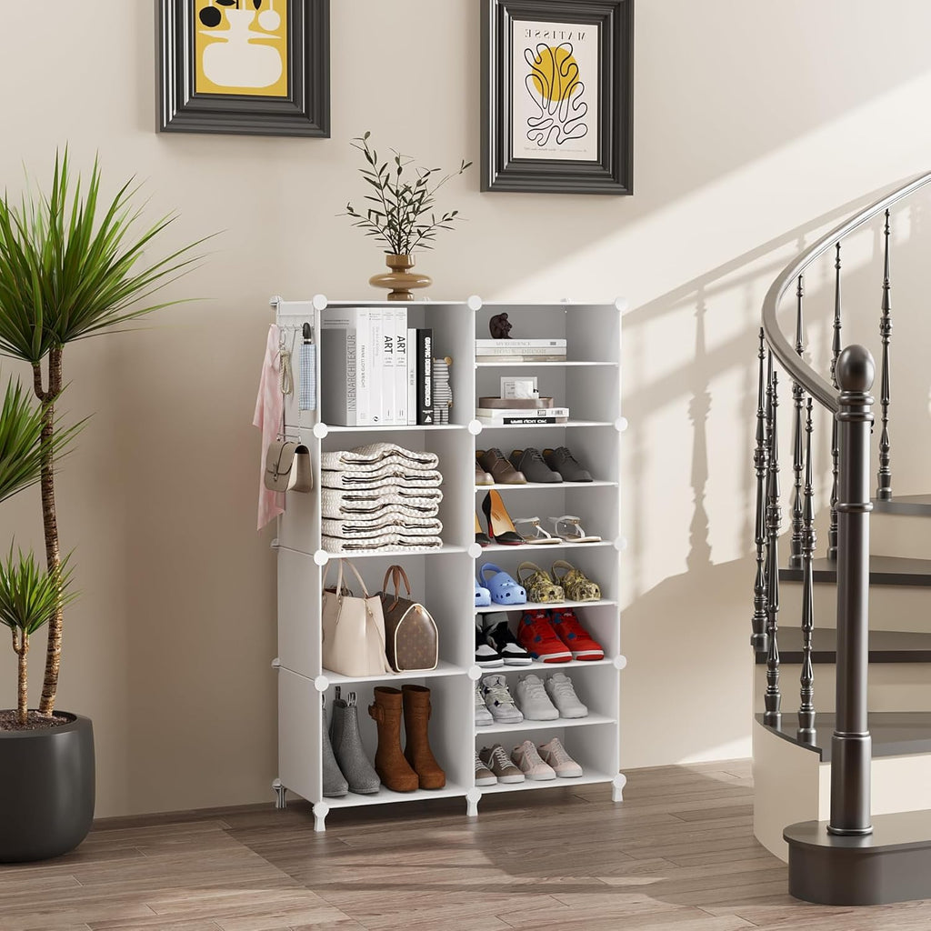 AWTATOS Closet Organizer - 8 Cube Storage Shelves for Clothes | Stackable Cubby Shelving in White
