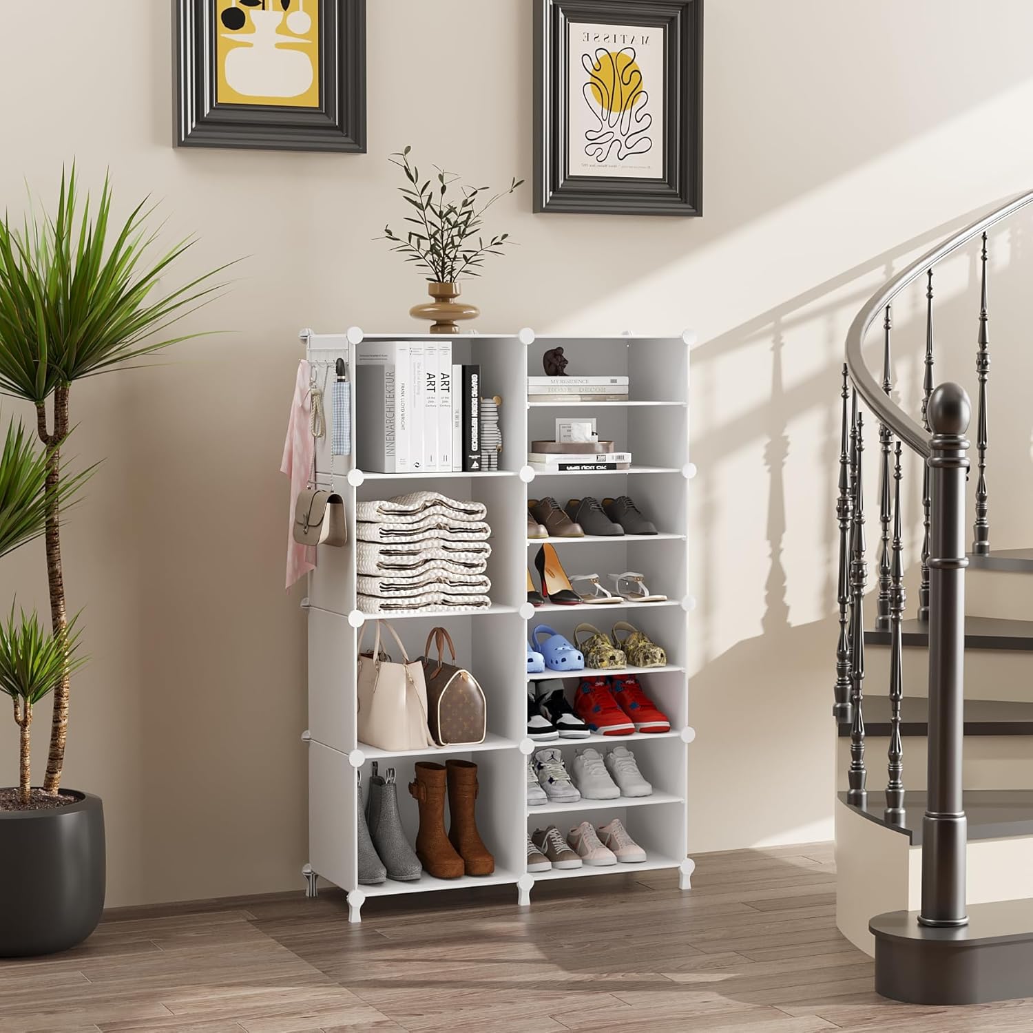AWTATOS Closet Organizer - 8 Cube Storage Shelves for Clothes | Stackable Cubby Shelving in White