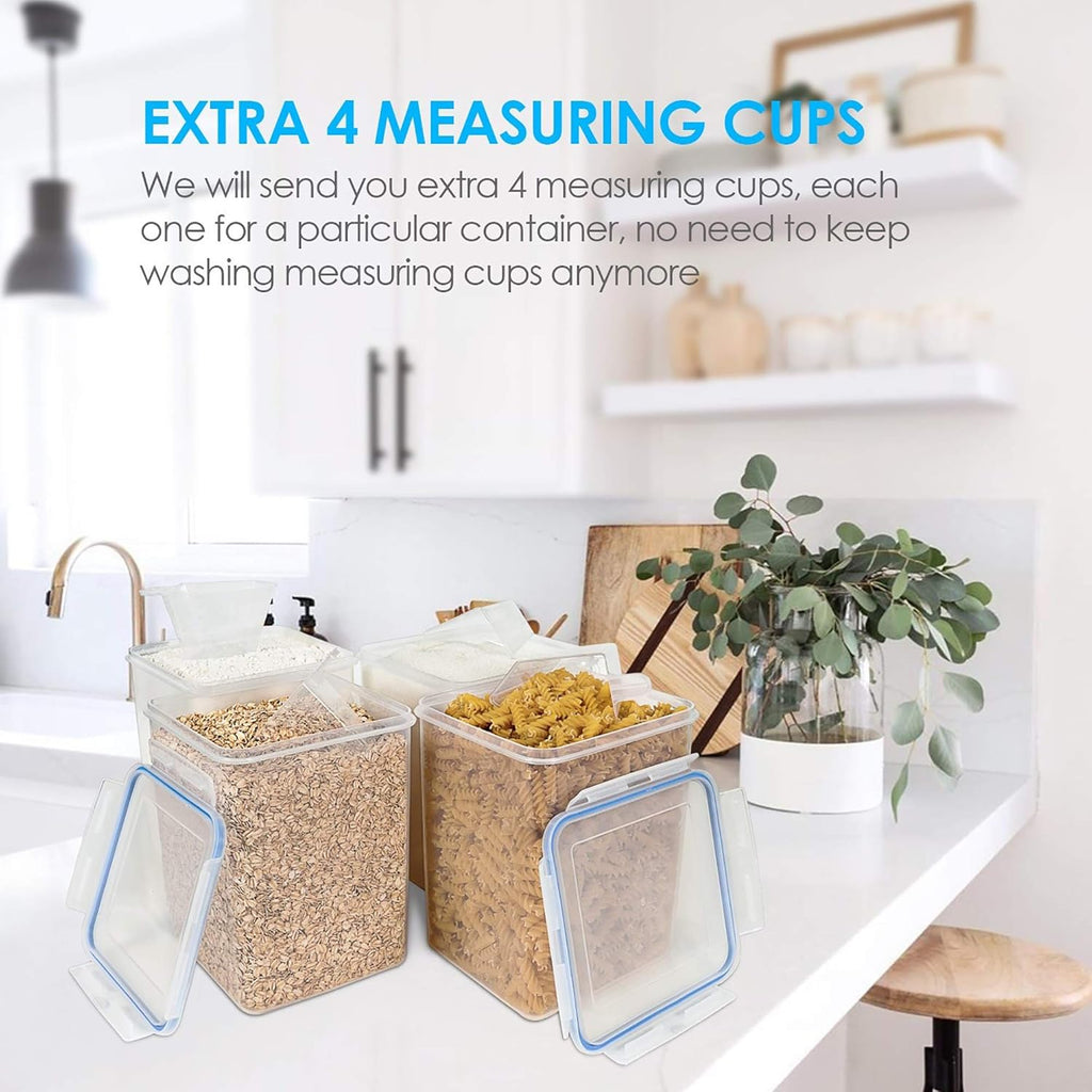 Vtopmart Large Food Storage Containers - 5.2L BPA-Free Airtight Canisters with Lids & Labels | 4 Pieces in Blue