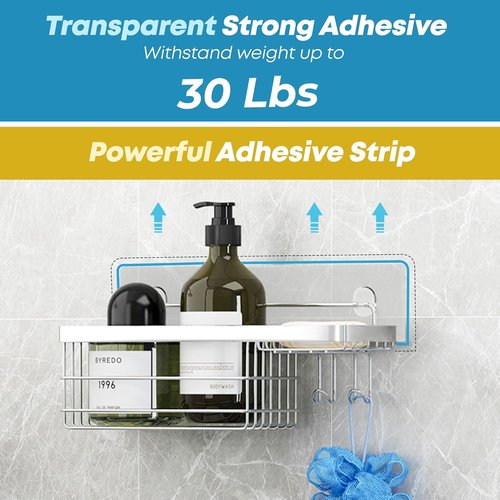 KESOL Shower Caddy - Wall-Mounted Organizer with Hooks | Rustproof SUS304 Stainless Steel (2 Pack)