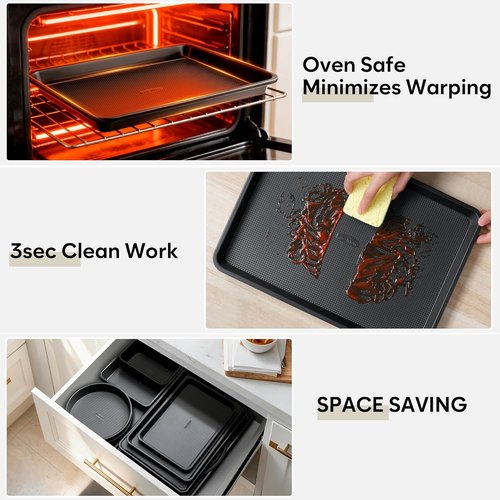 Fire More 10-Piece Nonstick Baking Pan Set - Durable 0.8MM Thick Bakeware with Cookie Sheets, Muffin Pan & More