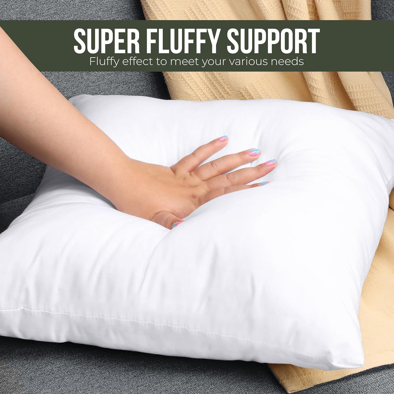 Utopia Bedding Throw Pillow - Fluffy 26 x 26 Inches Down Alternative Cushion in White | Perfect for Bed, Sofa & Couch