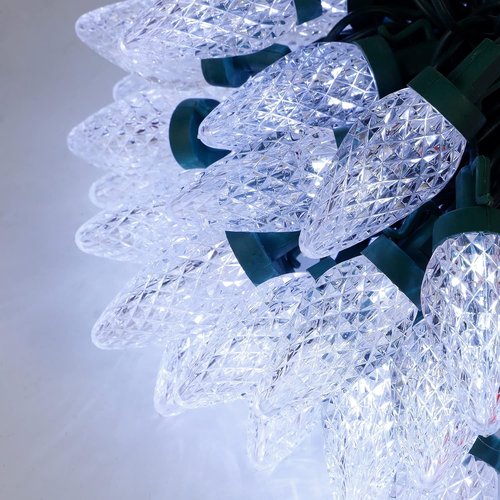 C9 Christmas Lights - 50 LED Faceted String Lights | 24.5 FT Connectable, UL Certified for Indoor/Outdoor Use