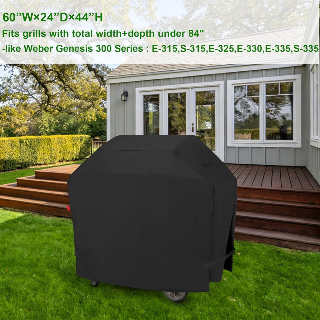 Weber Grill Cover - Heavy Duty Waterproof Protection for Genesis E-315, S-315, E-325, E-330, E-335, S-335 | Fits 60" BBQs