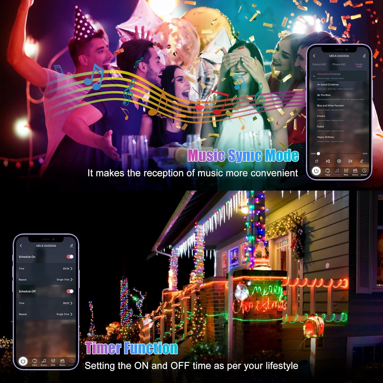 Skiennix RGB Smart IC String Lights - 16FT Multicolor Fairy Lights with APP & Remote Control | USB Powered & Waterproof