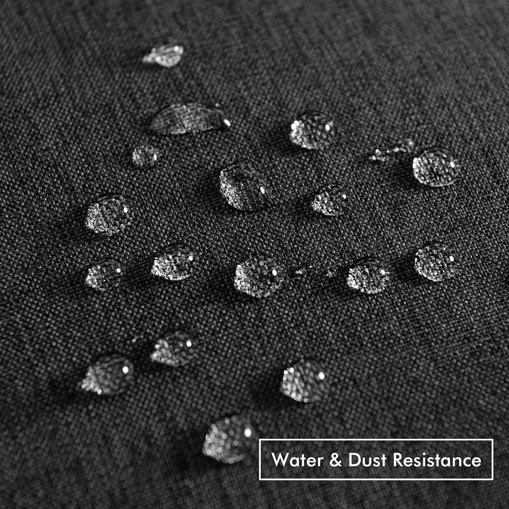 MIULEE Decorative Outdoor Throw Pillow Covers - Waterproof Faux Linen Cushion Cases | 16x16 Inch Black (Pack of 2)