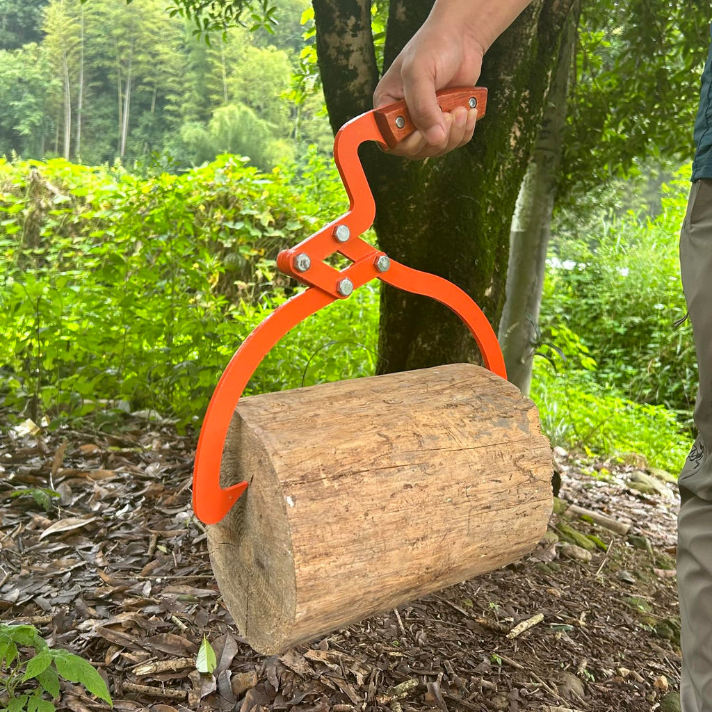 Wood Handle 2 Claw Skidding Tongs Non-Slip Grip, Log Lifting, Handling, Dragging & Carrying Tool (12 in)