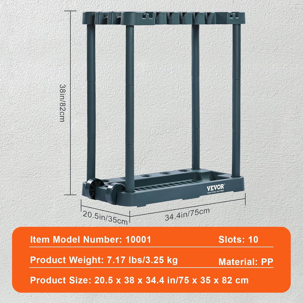 VEVOR Garden Tool Organizer - 10 Slot Yard Tool Tower Rack for Garage Storage & Organization