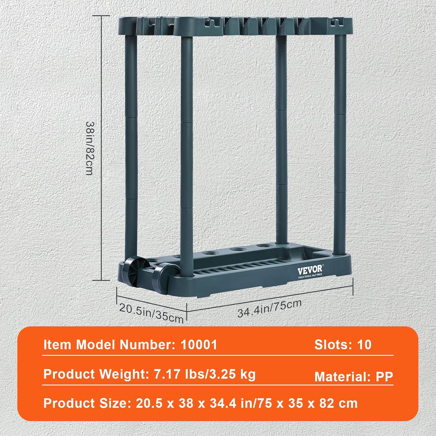 VEVOR Garden Tool Organizer - 10 Slot Yard Tool Tower Rack for Garage Storage & Organization