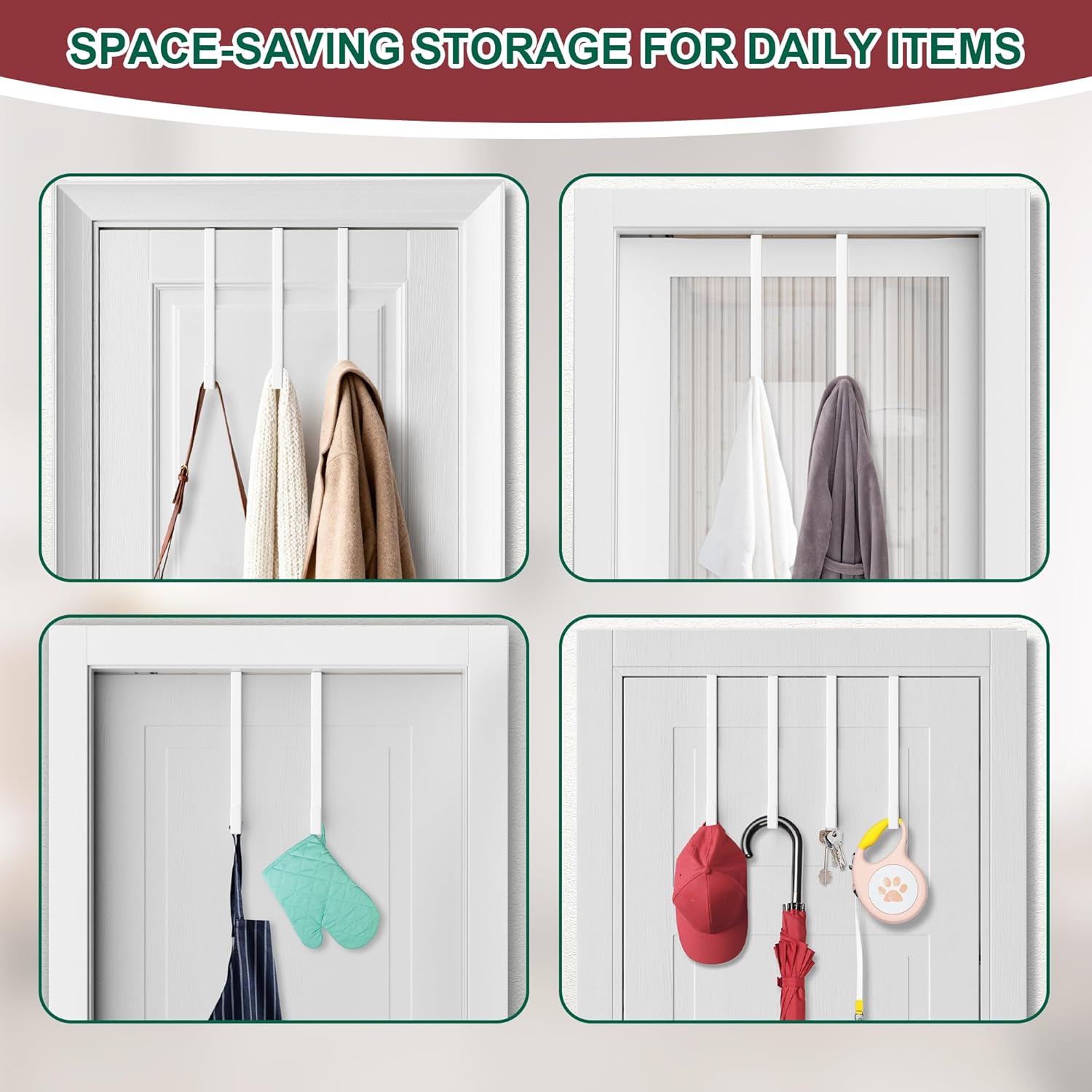 Reversible Wreath Hanger by [Brand Name] - Heavy Duty Steel Over The Door Hook | Fits Most Doors Up to 1-3/4”