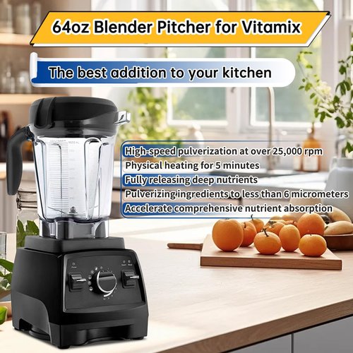 For Vitamix 64oz Low-Profile Blender Pitcher, Replacement for Vitamix 750 780 5000 5200 6300 7500 E320 Classic/Explorian Series etc Container Jar Cup
