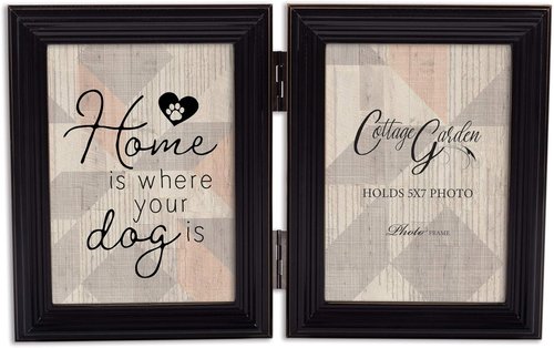 Cottage Garden Black Woodgrain Double Tabletop Photo Frame - Holds Two 5x7 Photos