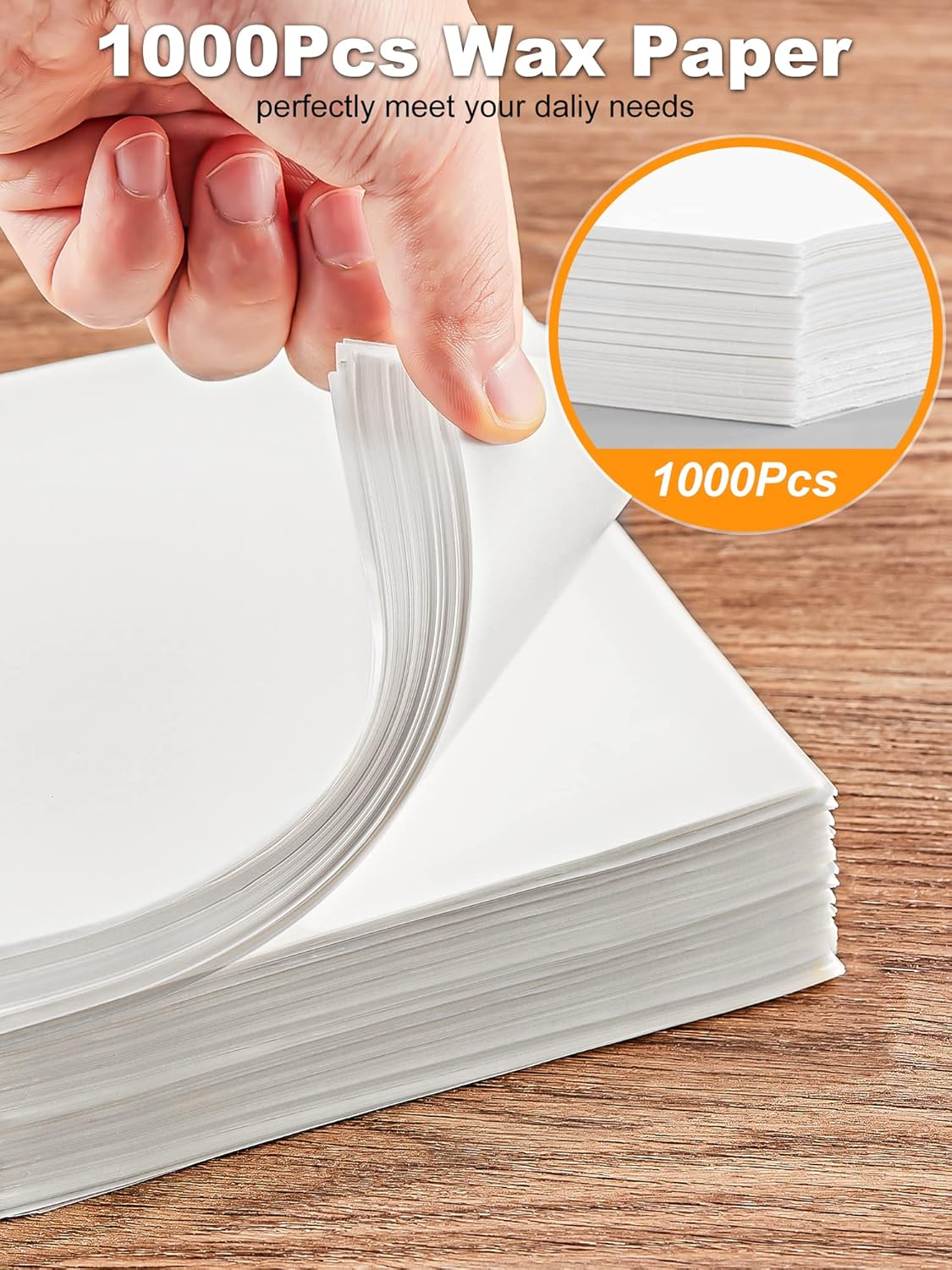 SMARTAKE Non-Stick Wax Paper - 1000 Pcs 6 x 6 Inches Hamburger Patty & Sandwich Separators | White