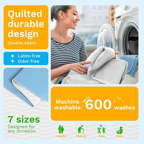 Green Lifestyle Washable Underpads - Large Reusable Bed Pads for Incontinence & Pets | Pack of 4 (34x36)
