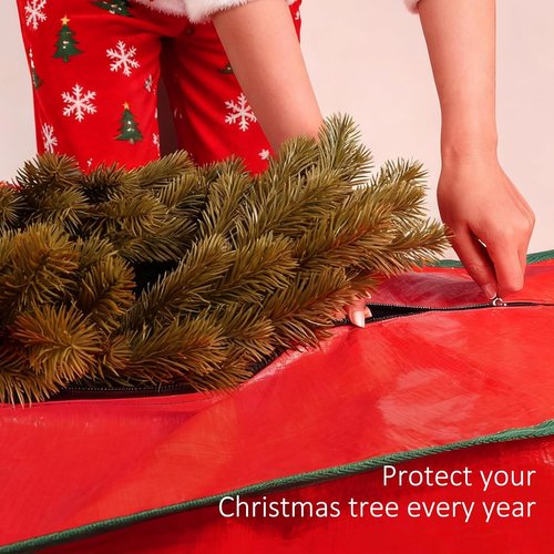 FUCDTEFC Christmas Tree Storage Bag - Heavy Duty 9 Ft Waterproof Container with Reinforced Handles & Dual Zippers (Red)