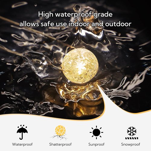 Globe String Lights - 10FT 30 LED Decorative Fairy Lights | 8 Modes Crystal Crackle Balls for Indoor & Outdoor Use