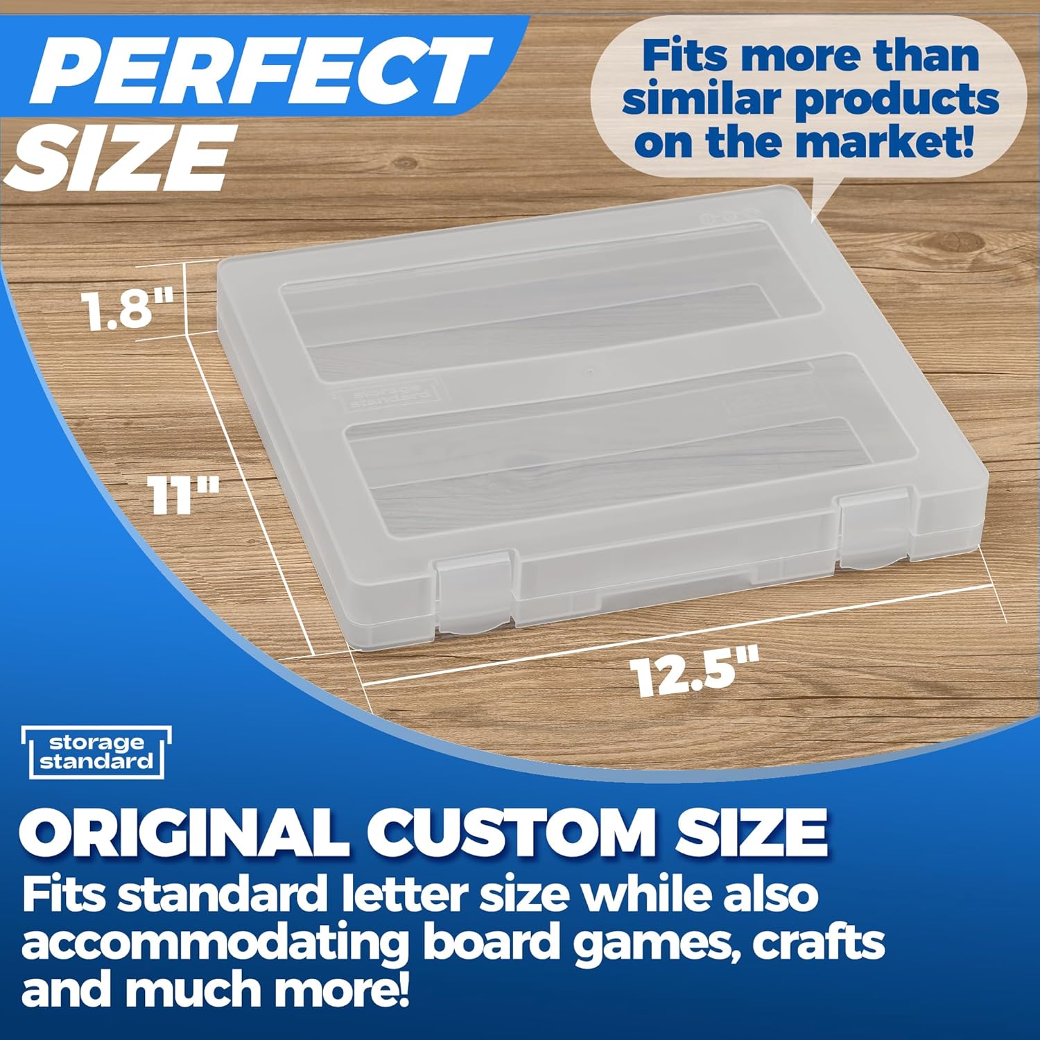 Skiennix 4-Pack Art & Craft Organizer Storage Case - Semi-Transparent Stackable Plastic Containers | Custom Fit for 8.5 x 11 Paper, 12.4 x 10.8 x 1.7 In