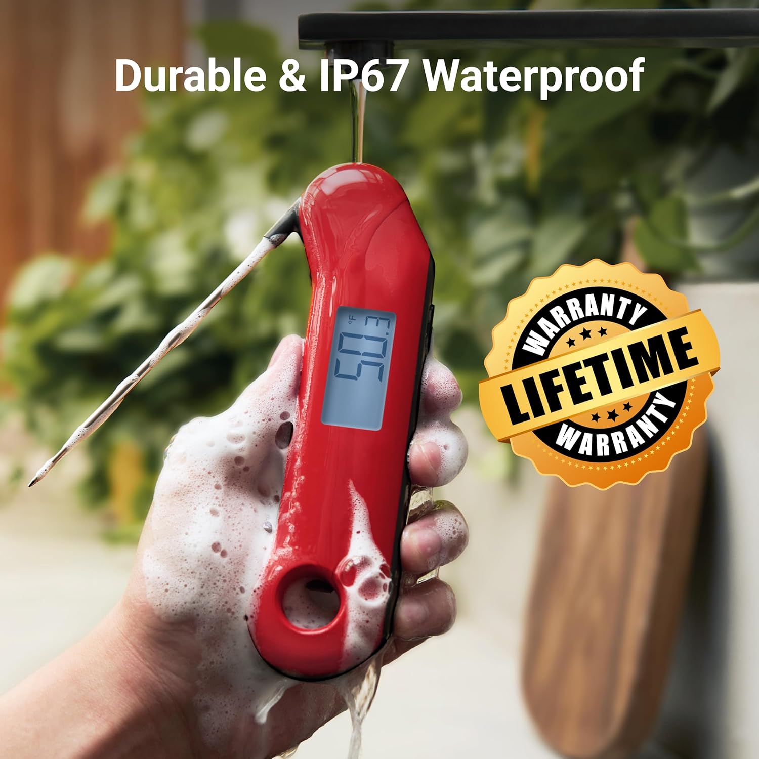 ThermoMaven Digital Meat Thermometer - Instant Read in 0.5 Sec, NIST Certified Accuracy, Waterproof Probe | Red & Gray
