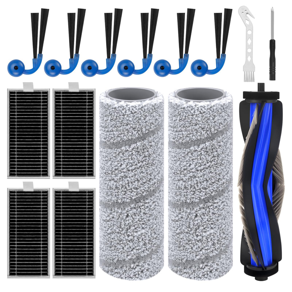 15 Pack Accessories KIt for Ecovacs Deebot X11 OmniCyclone/ X11 Pro/ X11 Pro Omni/ X11 Vacuum Cleaner, Replacement Parts 1 Main Brush 2 Mop Roller 6 Side Brush 4 Filter 2 Install Tools
