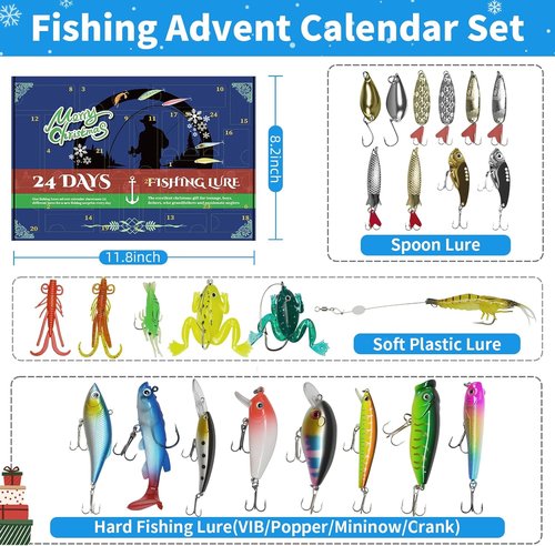 Fishing Advent Calendar 2025 - 24 Days of Fishing Lures | Perfect Xmas Gift for Men & Teens