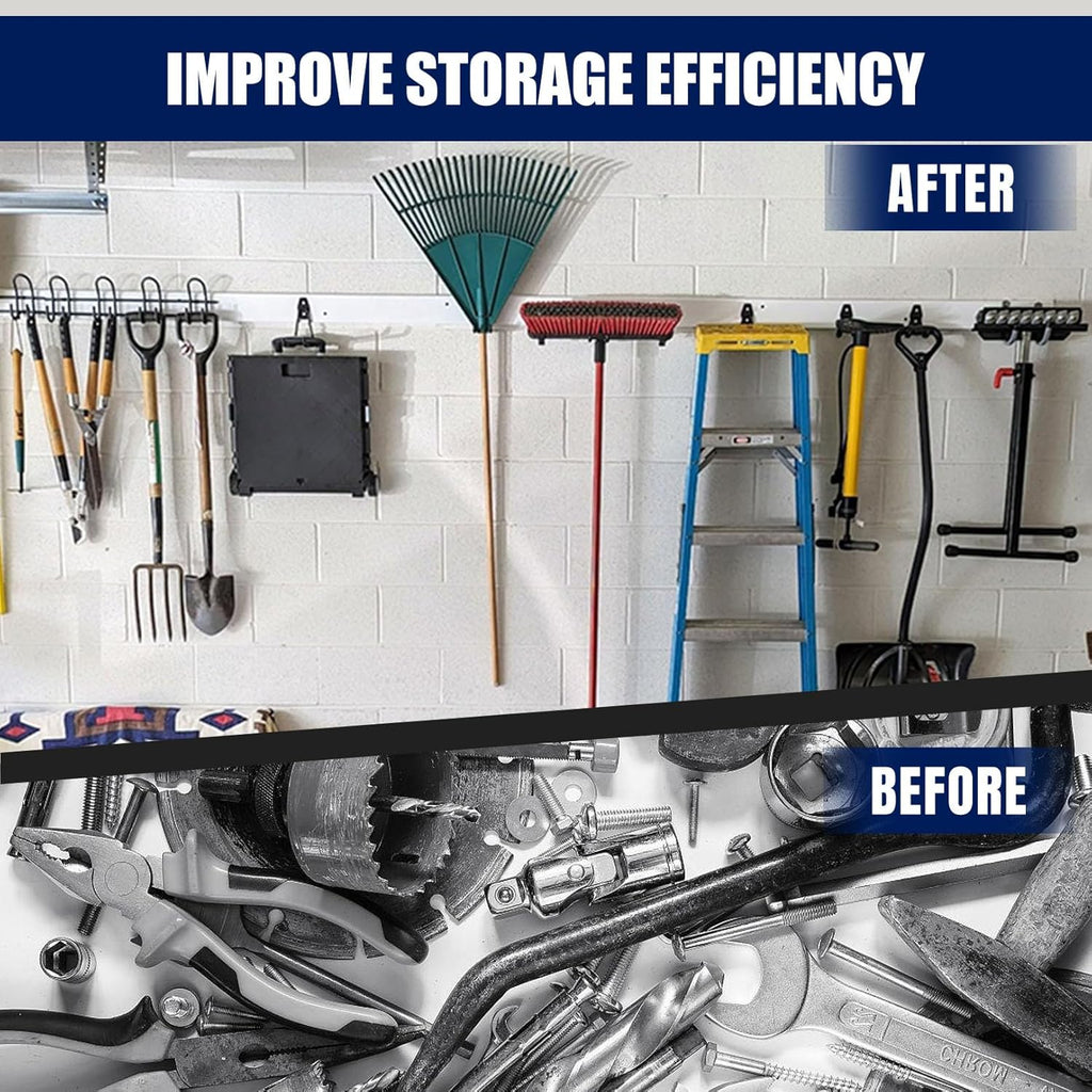 **Garage Wall Hooks by [Brand Name] - 17 Pack Heavy Duty Utility Hooks with 3 Extension Cord Straps for Ladders, Bikes & Tools**