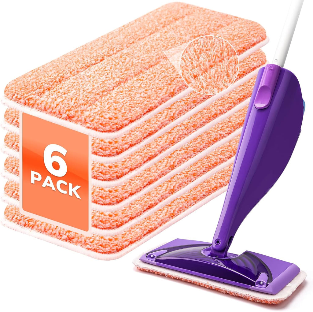 Power Scrubbing Mop Pads - Reusable Microfiber Refills for Swiffer Wet Jet Mops | 6 Pack for Efficient Floor Cleaning