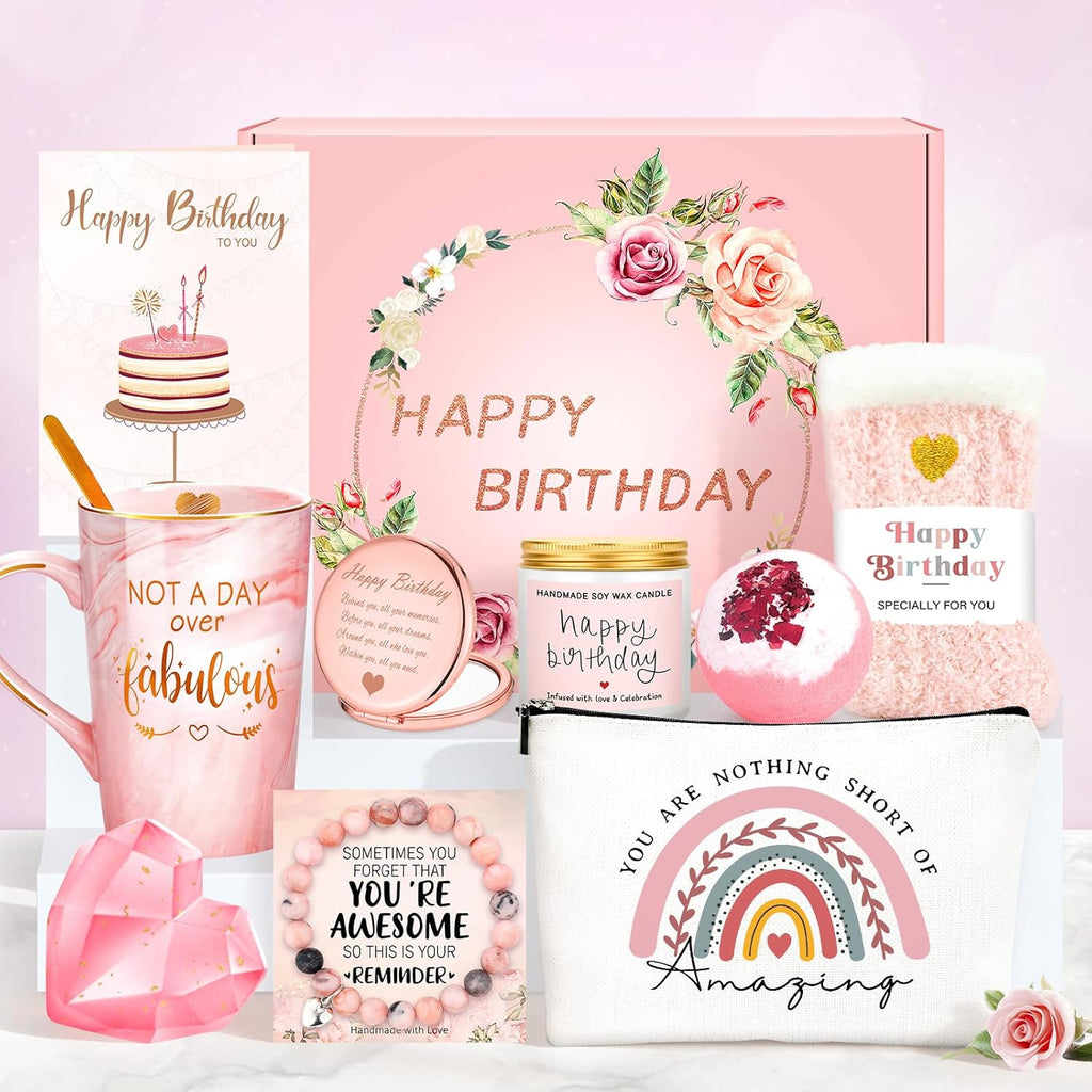 Regine Switzerland Birthday Gift Basket - Unique Pink Mug & Treats Set for Women | Perfect for Friends, Mom, Sister, & More