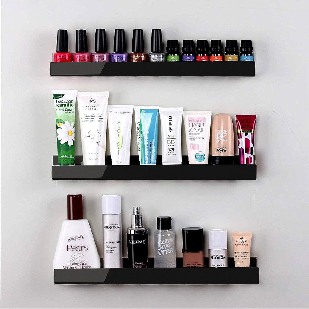 Skiennix 15-Inch Black Acrylic Shelves - Modern Floating Bookshelf for Kids Room | Stylish Toy & Display Storage