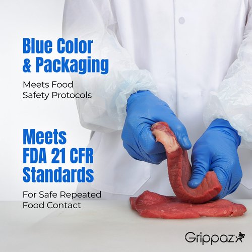 PIP Grippaz Food Plus 8 Mil Nitrile 12" Disposable Gloves 48-Pack, Fish Scale Grip, Enhanced Fatty Food Handling, Blue, 3X-Large (67-308/XXXL)